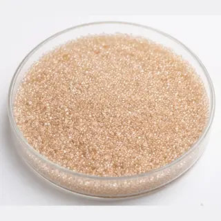 Acrylic Strong & Weak Base Anion resin beads in a laboratory petri dish