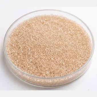 Acrylic Strong & Weak Base Anion resin beads in a laboratory petri dish